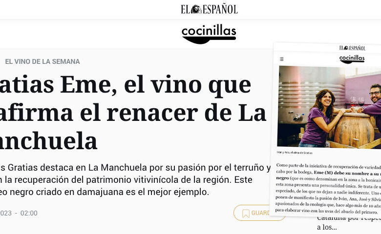 Reportaje al vino Eme de Bodegas Gratias en Cocinillas de El español