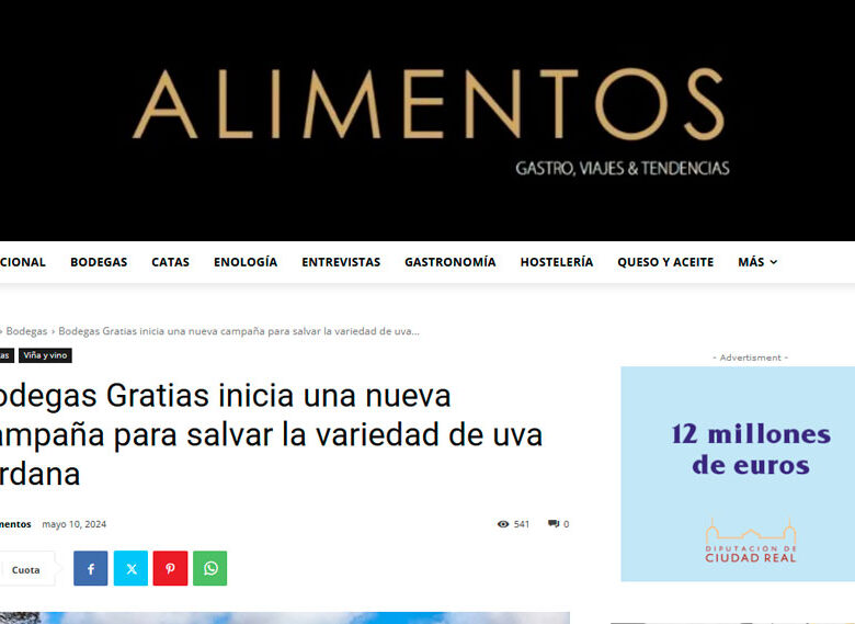 Bodegas Gratias en la revista ALIMENTOS